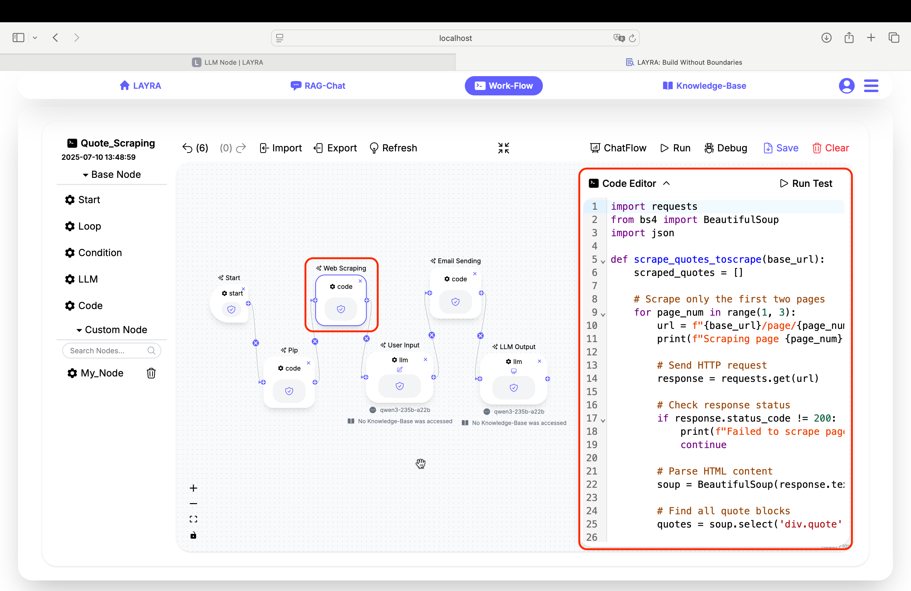Email Scraping Node