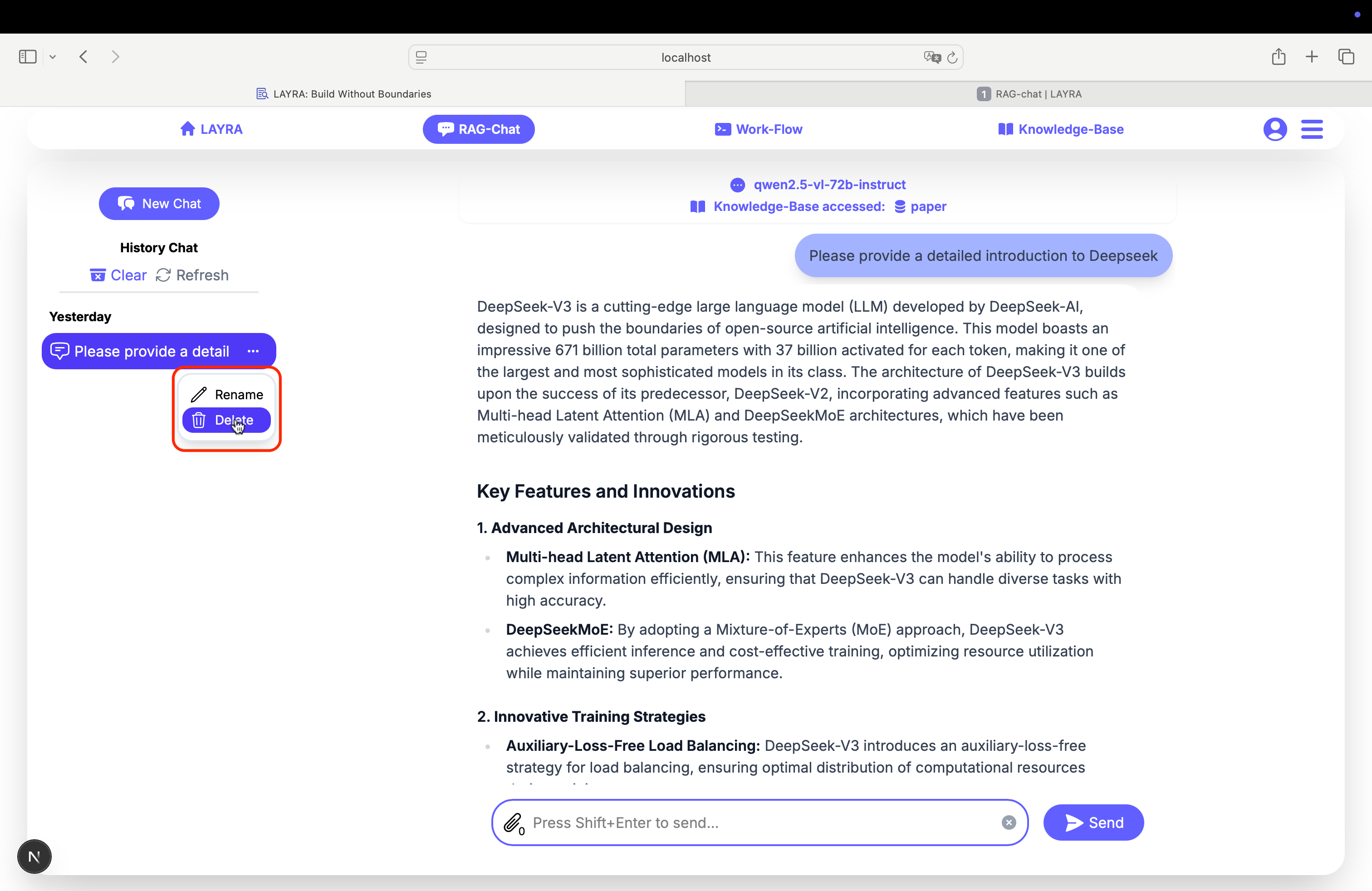 History Interface