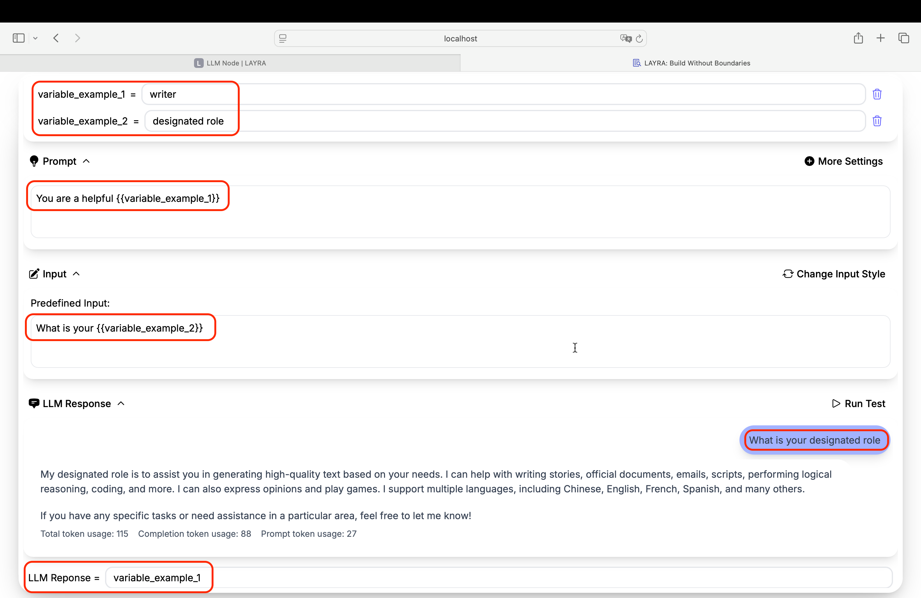 Variable Replacement Example